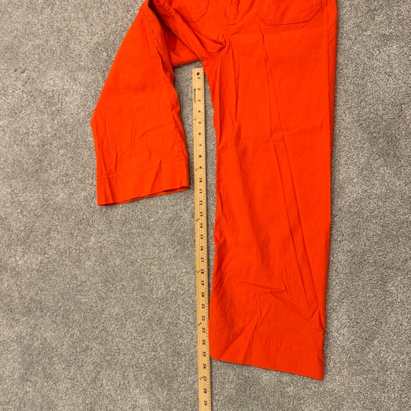 Anthropologie Maeve Colette High Rise Wide Crop Leg Pants Linen Orange size 28 - Picture 7 of 10
